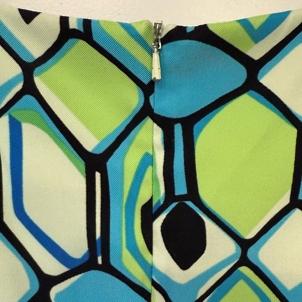 AGB Geometric Blue and Green Midi Dress - Picture 4 of 4